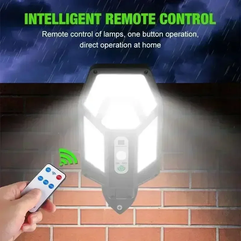 8000LM 원격 야외 IP65 방수 LED 투광 조명 센서 정원 마당 랜턴 거리 Lig와 강력한 태양 벽 램프