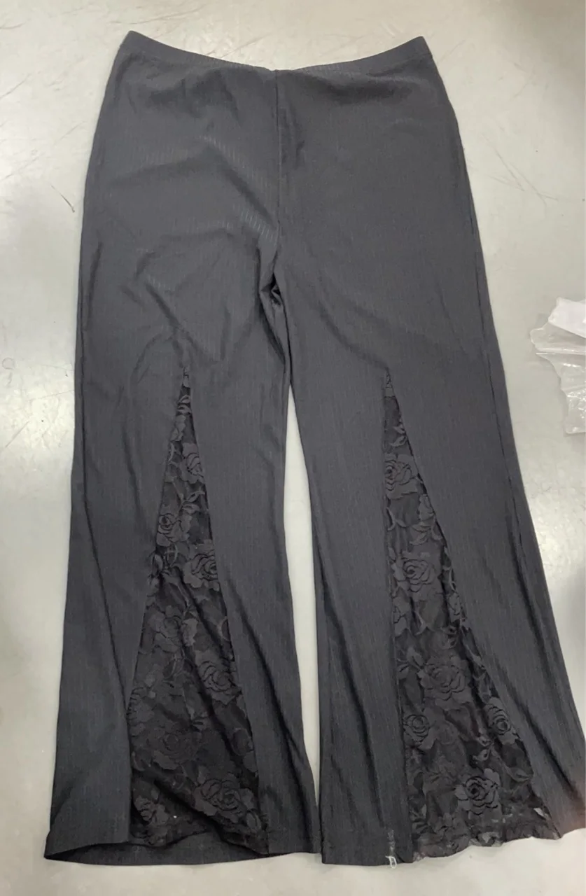 Gothic Black Lace Panel Flare Pants