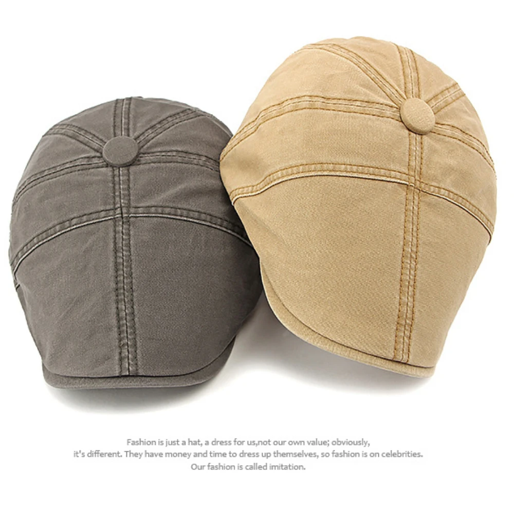 HT4424 Berets for Men Women Retro Artist Painter Beret Hat Male Female Spring Ivy Octagonal Flat Cap 100% Cotton Mens Beret Cap - 3
