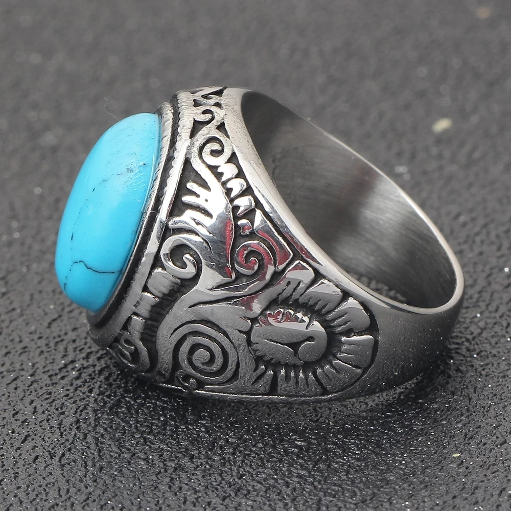 Jewelry Rings Retro Titanium Steel Inlaid Black Onyx Ring for wedding rings,signet ring,round rings,cross rings,temperature rings,silver ring,womens ring,fidget rings,couple rings,cubic zircon ring,turkish rings,finger rings,jewelry rings,ring jewelry,anime rings,moissanite ring,survival ring