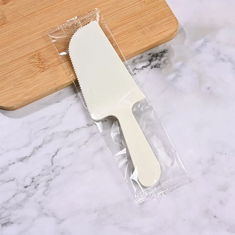 Disposable Plastic Knives Individually Packaged Tableware Serrated Cake Knife Desserts Tools 5Pcs/Set