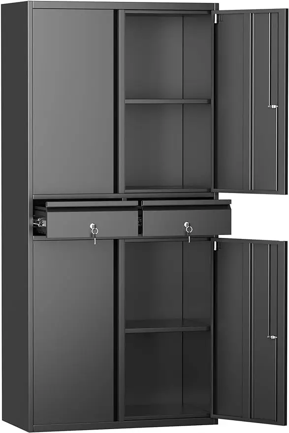 

Металлический шкаф для хранения, Фотоэлементы с 2 ящиками и 2 регулируемыми полками, шкафчик с замком