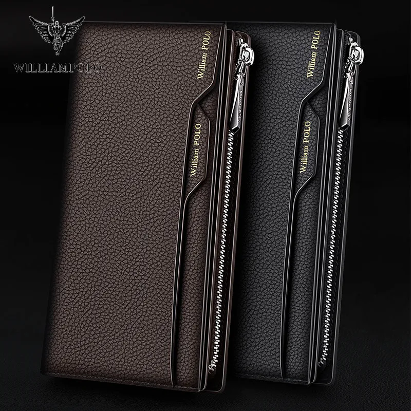 Williampolo Luxury Leather Multi-functional Men’s Clutch Wallets Black