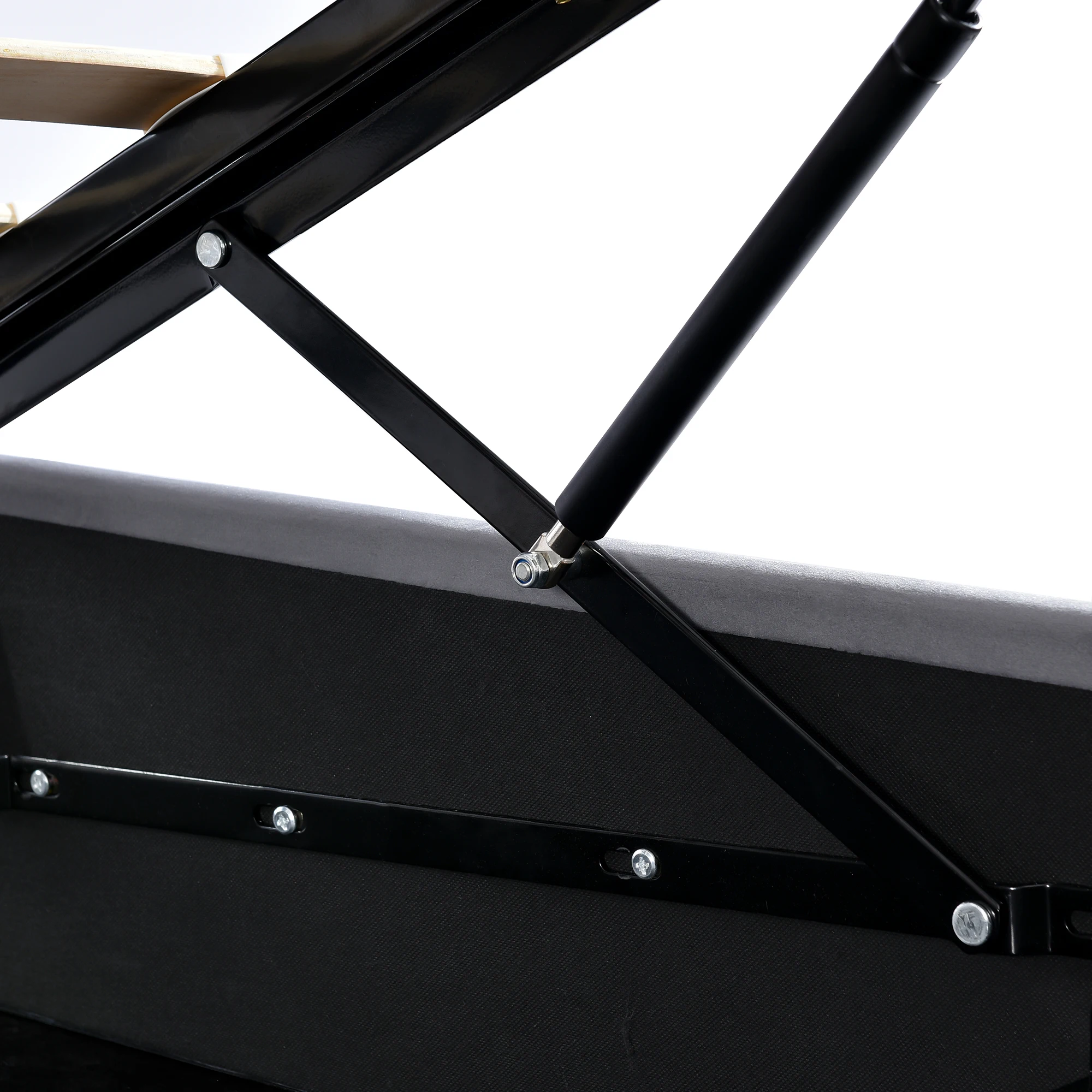 Hydraulisches Doppelbett mit Polsterung, 140 x 200 cm, verstellbares Kopfteil, Bett mit Metallrahmen und Lattenrost, Samt, modernes Bettgestell mit – Detail 24