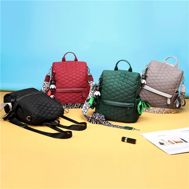 Fashion Women's Rhombus Bag Backpack Anti-Theft Zipper Design 2023 New Oxford Fabric Quilting One Shoulder Bag Travel Handbag