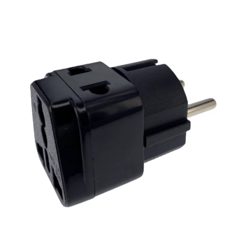 Universal Travel Plug Adapter - White, Black, & Copper - Compatible with EU Type E/F Outlets