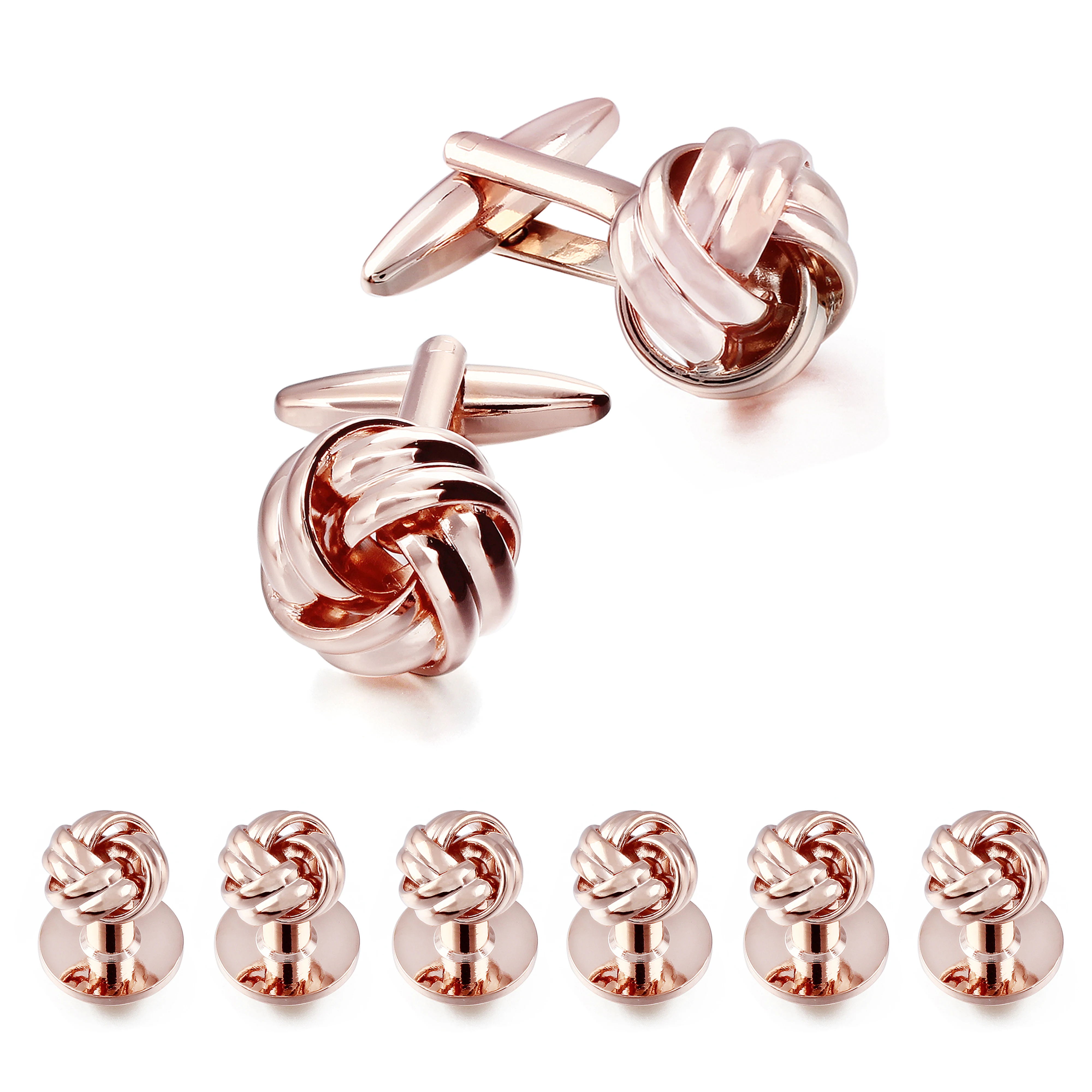 

HAWSON Knot Cufflinks and Shirt Studs for Men in Gold or Silver Tone, Matching with White and Black Tuxedo