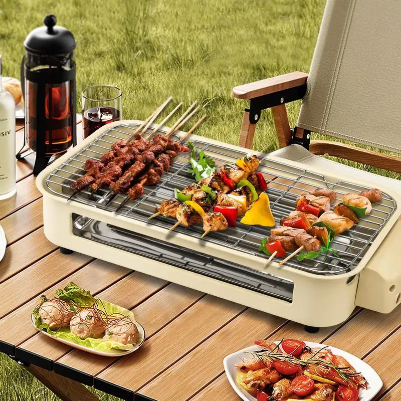 Pukomc Electric Smokeless Indoor Grill, Non-Stick Cooking Removable Plate, Portable Korean BBQ Grill with Removable Temperature 5