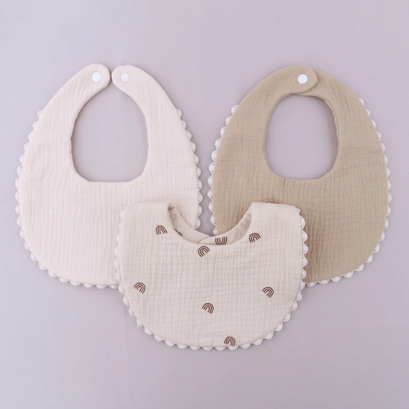 Cotton Gause Baby Bibs Solid Color Absorbent Baby Tassel Bib Newborn Burp Cloths Bandana Scarf for Kids Baby Girls Feeding Item 3