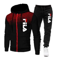 Ensemble de survêtement 2 pièces pour homme avec sweat à capuche zippé à imprimé dégradé à pois et pantalon de jogging à cordon de serrage avec lettres, tenue de sport décontractée et tendance 4