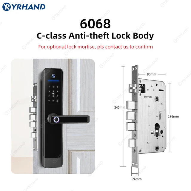 YRHAND Tuya Wifi Camera Video Intercom Lock App Remote Unlocking Digital Electronic Biometrics Waterproof With Screen Smart Lock 3