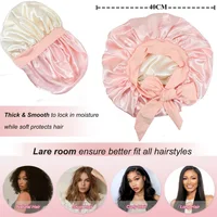 Women's Fashion Bonnet Soft Silk Smooth Double Layered Button Adjustable Hair Hat For Daily Home Comfortable Sleep Hat 2