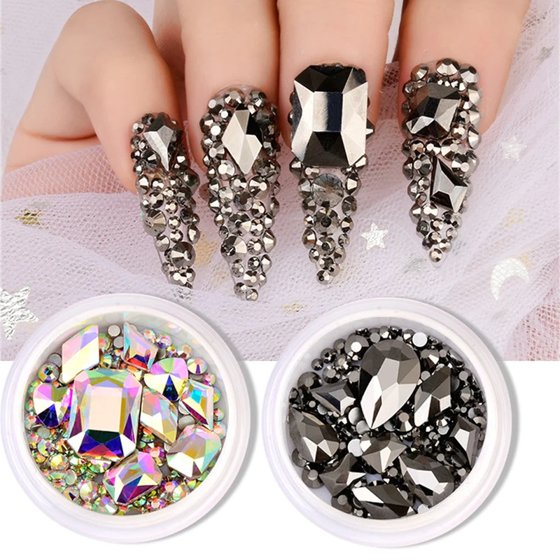 1 Box Nail Art Small Rhinestones Multi Size AB/Colorful Flatback Crystal  Diamond Gems 3D Glitter Nail Art Luxurious Decorations - AliExpress