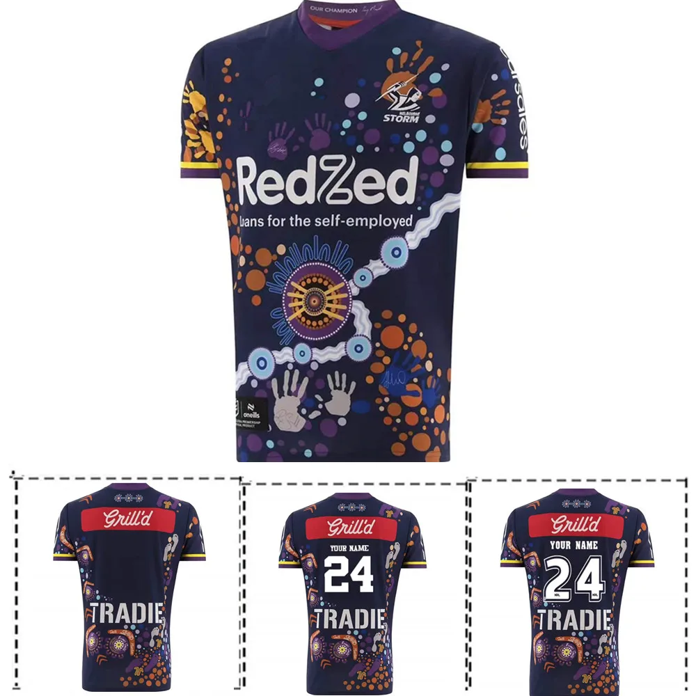 

2024 Melbourne Storm Indigenous Rugby Jersey - Men's Size:S-5XL（Print Custom Name Number）