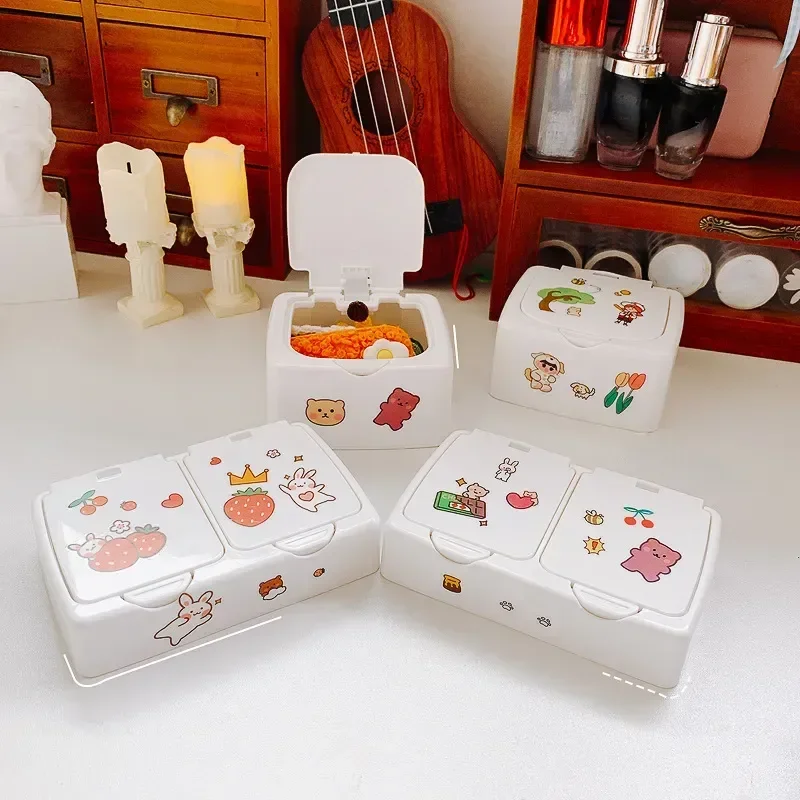 

Desktop Stationery DIY Creative Storage Cute Sorting Sticker Student Press Box Multifunctional Makeup Organizer Storage Supplies