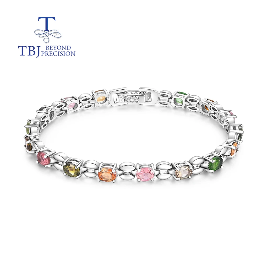 

Multi-colored natural tourmaline bracelet women's 925 sterling silver fine jewelry 2023 new