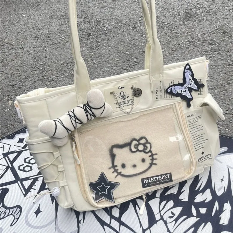 

Сумка-тоут Hello Kitty Sanrio 2024, модная женская сумка для одного человека, сумка через плечо, Студенческая сумка для телефона, унисекс сумка для хранения