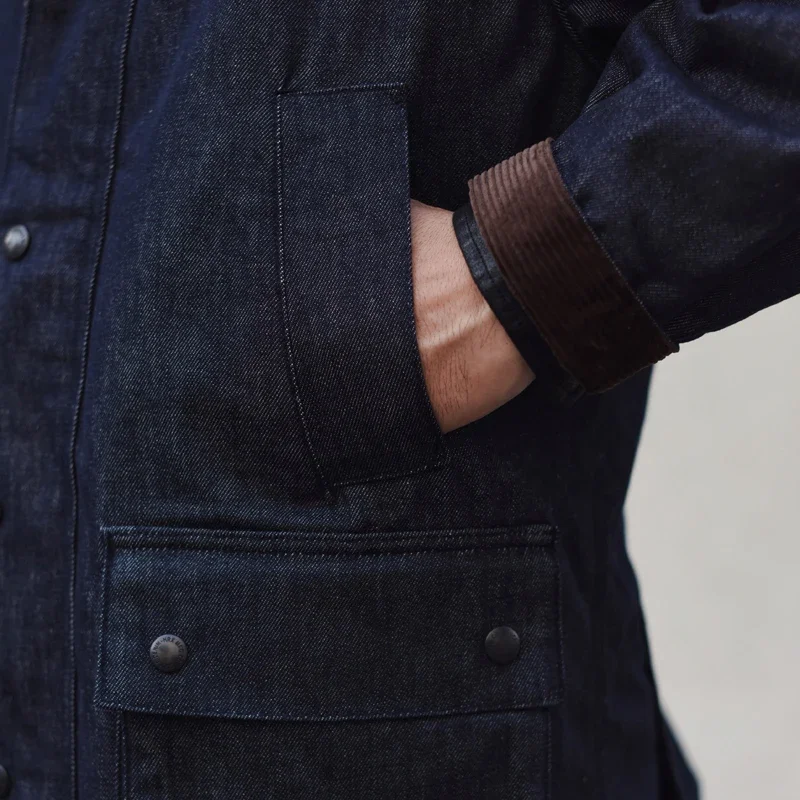 Sauce Zhan Wax-Free Ranger Denim Coat Mans Rustic Terrain Trench Outlander Jacket Regular Fit trench coat warmth coat waterproof windbreaker jacket casual men jacket outdoor jackets