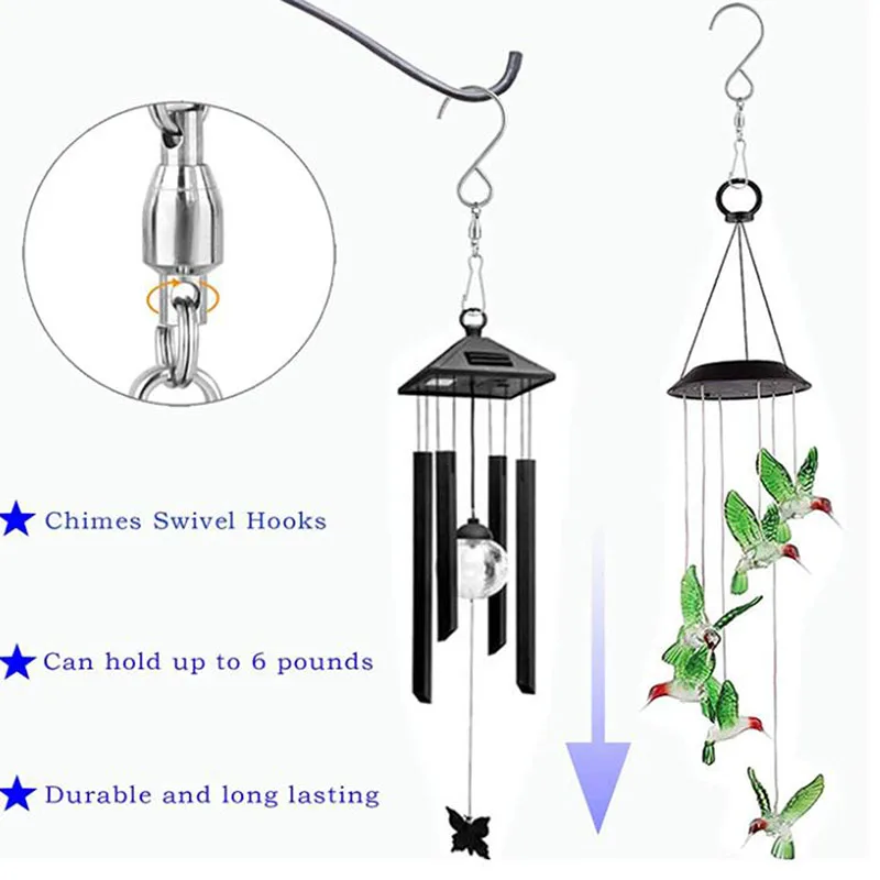 Wind Chime Parts,Wind Chimes Outdoor, s Hooks for Hanging,Wind Spinners  Outdoor Metal,Hooks for