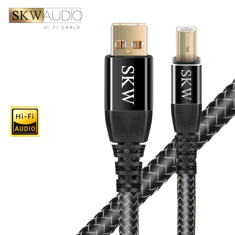 SKW посеребренный медный кабель для принтера USB 2,0 высокоскоростной шнур для принтера от A до B, позолоченный разъем 24K, WG-2012