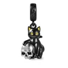 Sparkling Black Cat Loves Skull Pendant Strawberry Skull Charm Beads Fit Original European 925 Silver Bracelet DIY Women Jewelry 3