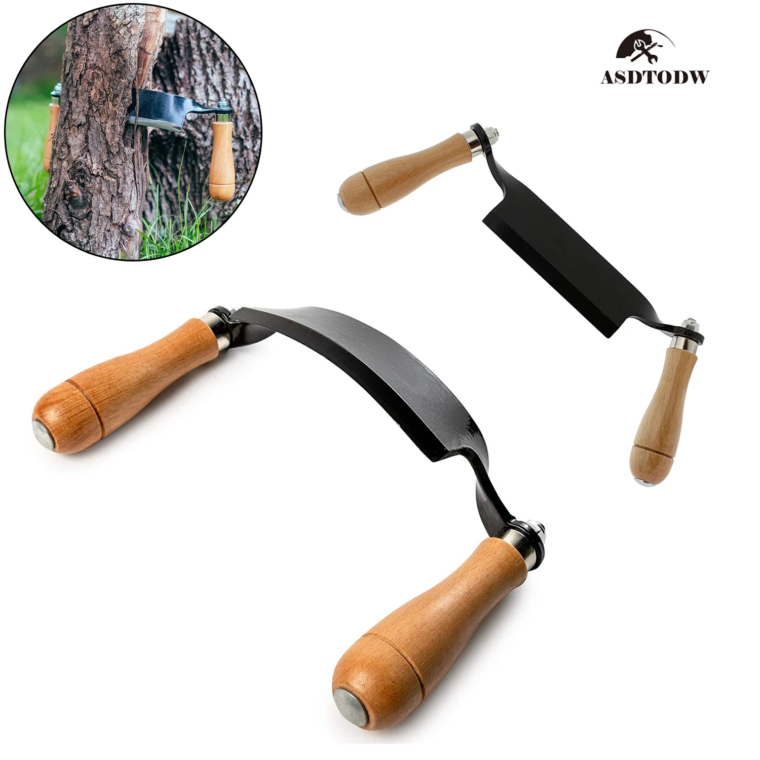 8/10inch Woodworking Draw Knife Wood Carving Curved Draw Shave