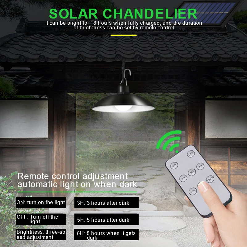 1/2 Head Solar Chandelier Waterproof Remote 3-Speed Adjustment LED Lamp Outdoor Save-Energy Lighting Pendant Light Yard Garden solar pathway lights