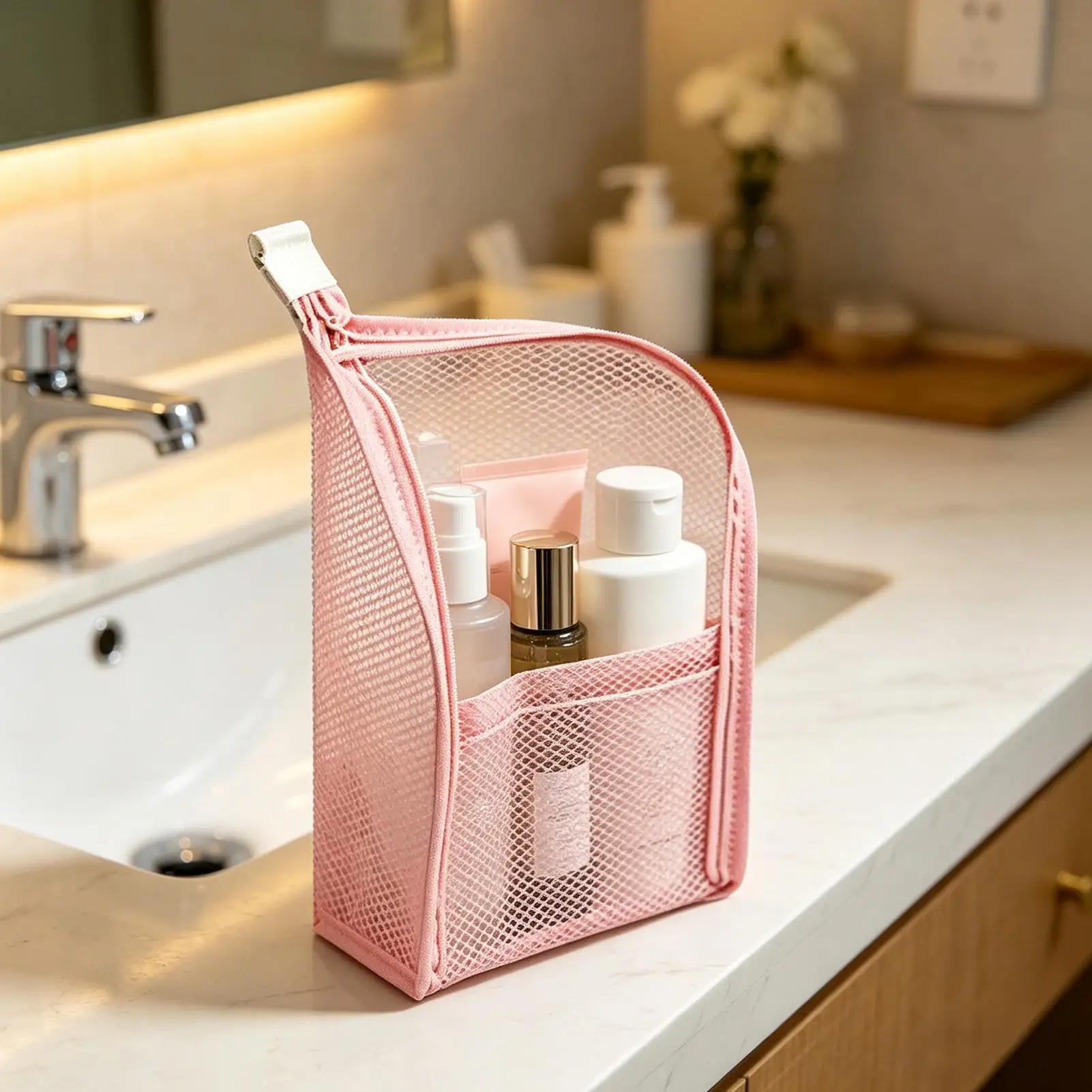 Versatile Waterproof Mesh Toiletry Bag for Women - Ideal for Travel, Home, and Gym Use