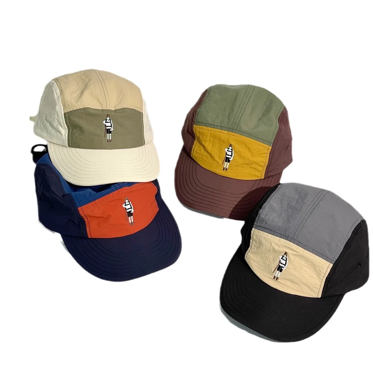 Japanese Splicing Five-Piece Cap Summer Quick-Drying Breathable Duck Tongue Cap Men'S Colorful Soft Top Baseball Camping