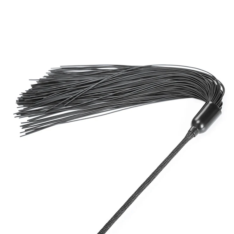 48.5cm Six Beads Handle Silicone Tassels Top Long Straight Whip Riding Crop Flogger Paddle Slapper Horse Training Dressage Whips 4