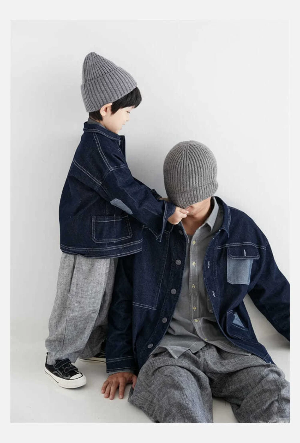 

Family Matching Autumn Spring Fashion Boy Girl Denim Jacket Full Sleeve Loose Casual Jeans Adult Teens Children Coat Outwear