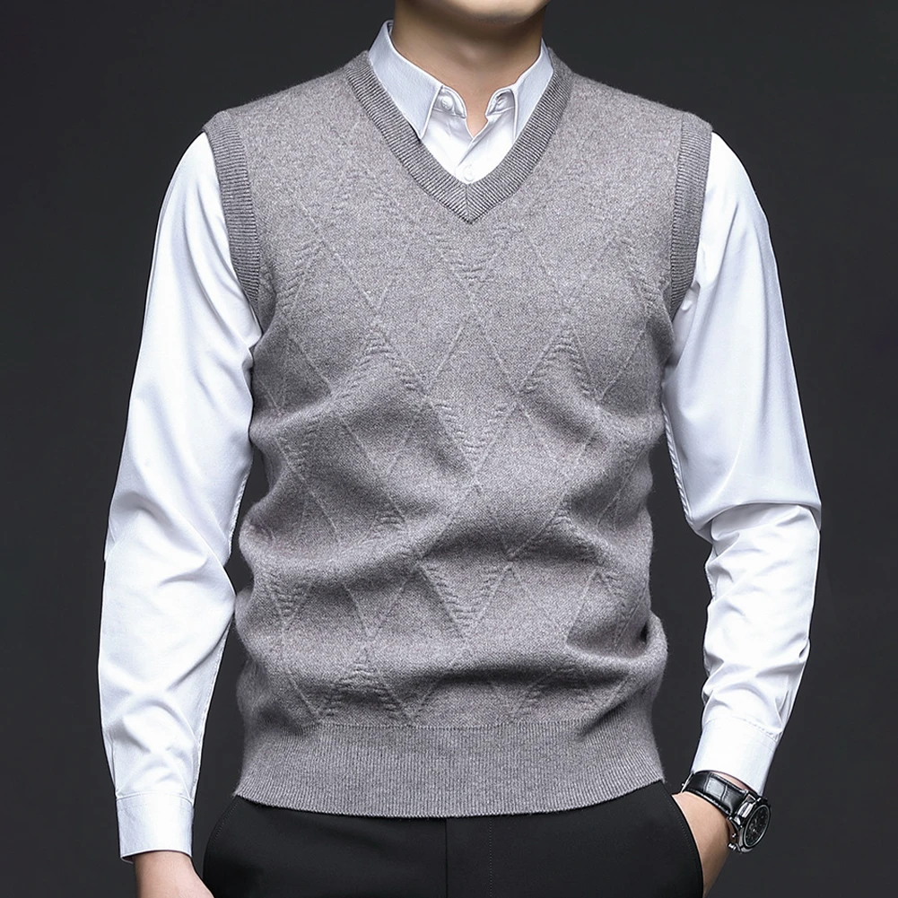 

New Stylish Men Sweater Vest Knitted Tank Solid Breathable Casual Sweater Comforts Tank Top Thermal V Neck Handsome