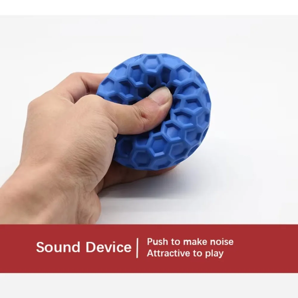 New Dog Toys Bite Resistant Interactive Throwing Sound Honeycomb Balls Natural Rubber Teething Clean Teeth Toys Pet Products 4