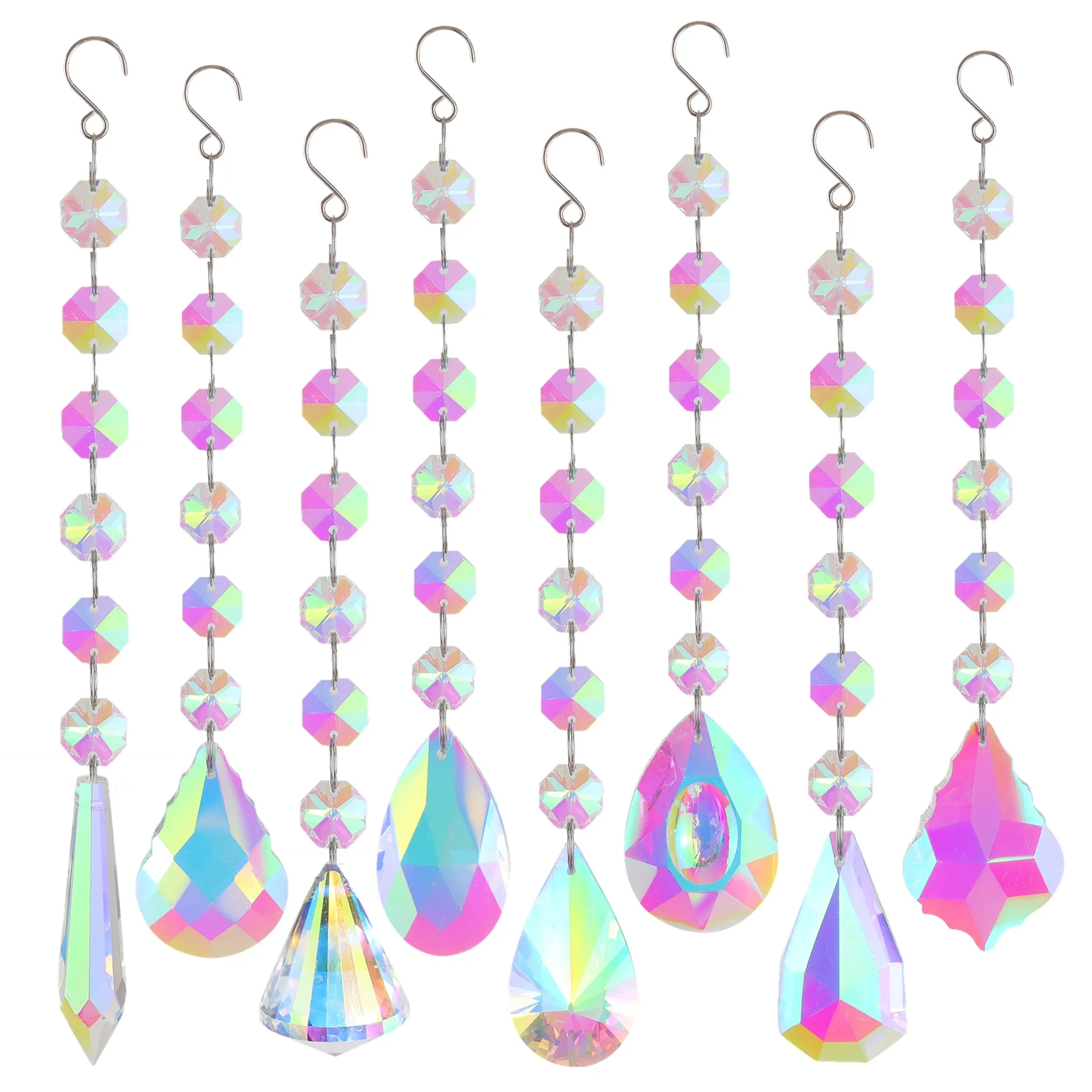 moon ring rainbow crystal suncatcher hanging prism ornament pendant home car decor crystal wind chime pendant garden ingenious Crystal Suncatcher Prism Rainbow Catcher Pendant Window Hanging Wind Chime Car Charm Garden Home Decoration