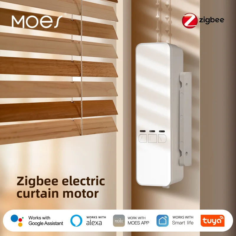 มอเตอร์ม่านอัจฉริยะ MOES Tuya Zigbee: รีโมทคอนโทรล App,การชาร์จพลังงานแสงอาทิตย์พร้อมแบตเตอรี่ลิเธียม 1