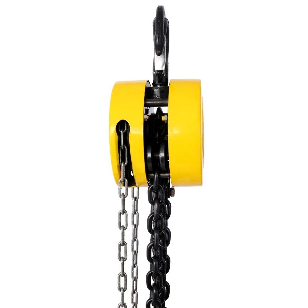 Chain hoist 4400lbs 2T capacity 10ft wIth 2 heavy duty hooks,Manual chain hoist steel construction,Yellow and black