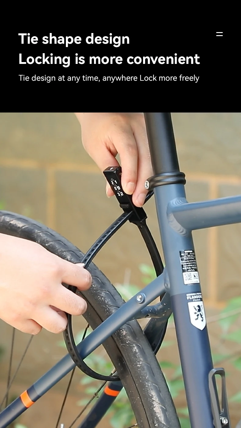 Description Picture 4 of item3-digit Password Helmet Lock Multipurpose Bicycle Electric Scooter Motorcycle Portable Anti-theft Racing Bike Accessories Tie