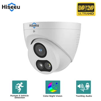 Hiseeu 4K 8MP 12MP POE Home Surveillance Cameras ONVIF Motion Detection Color Night Vision Two Way Audio POE IP Camera H.265 1