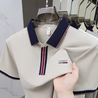 Polo imprimé de marque de luxe à manches courtes pour homme, haut d'été haut de gamme en soie glacée, confortable, respirant, décontracté, T-shirt professionnel 2