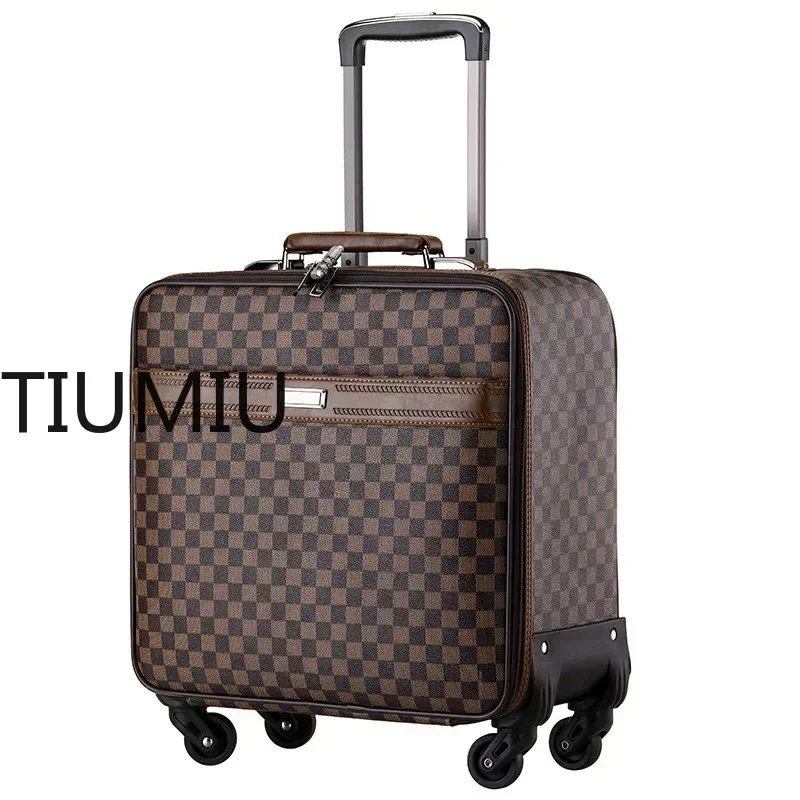 Business Suitcase Mute Universal Wheel Leather Trolley Box 16 