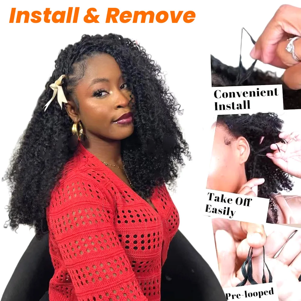 The 3rd Generation Afro Kinky Curly Feather Crochet Hair Extensions 100% Human Hair Reusable Upgrade Kinky Coily Crochet Hair 5