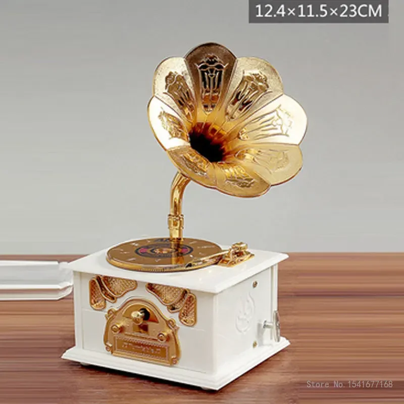 European Classical gramophone Music Box, Vertical Plastic Home, Living Room, Bedroom, Wine Cabinet, Office Decor, Ornaments, 1Pc