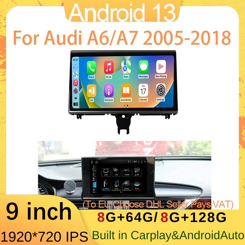 Android 13 CarPlay Head Unit For Audi A6 C7 A7 2012~2018 MMI 3G RMC Car Multimedia Player Navigation Auto Radio Stereo GPS 4G