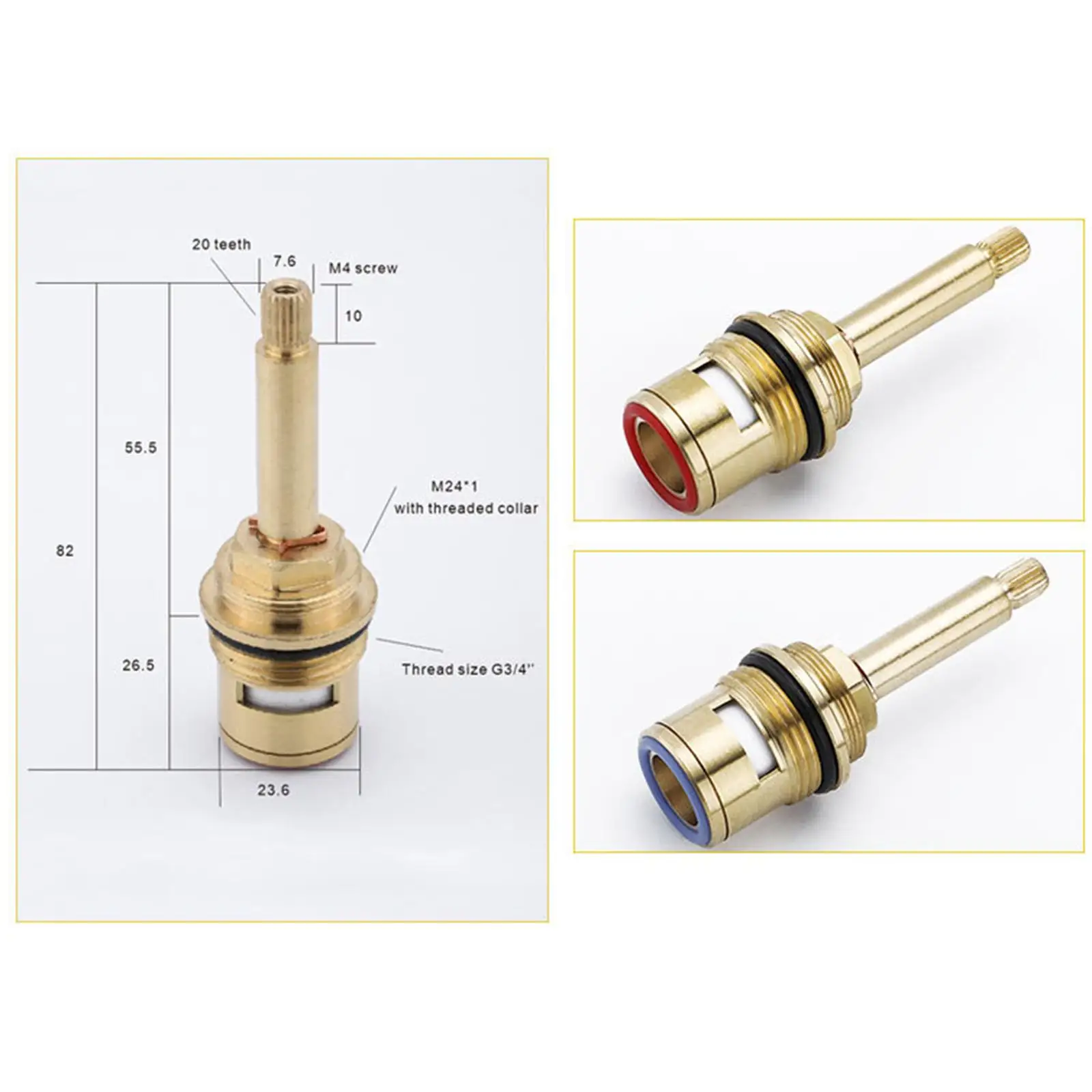 Brass Ceramic Stem Disc Cartridges Ceramic Tap Valves Drip Resistant Faucet Valves Replacements Bathroom Hot Cold Water Kitchen faucet valve ceramic discs kit