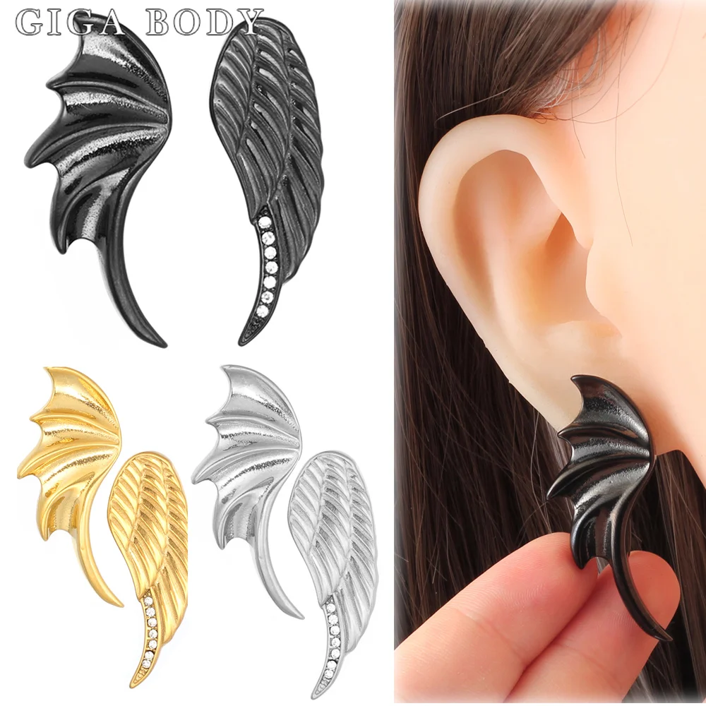 

Giga 2 PCS Fashion Wing Ear Weights Hangers Plugs Stainless Steel Ear Gauges Piercing Body Jewelry Expander 4mm 6g