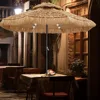 9 ft 2-Tier Solar Tiki Umbrella, 32 LED Ligths Hula Thatched Tiki Umbrella, Straw Umbrella, Pool, Patio, Beach 1