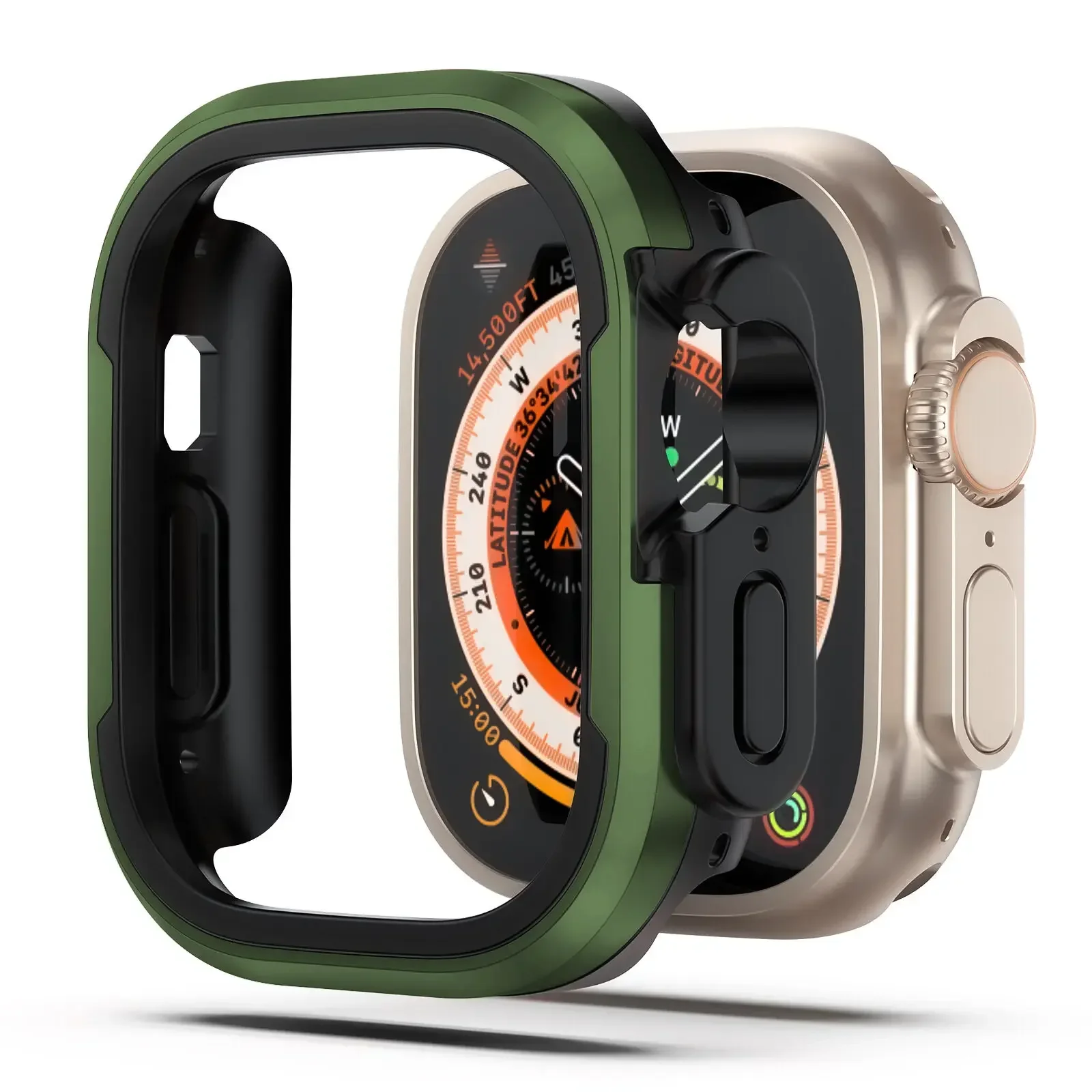 Premium Aluminum Alloy Apple Watch Case with Metal Frame & TPU Bumper Cover