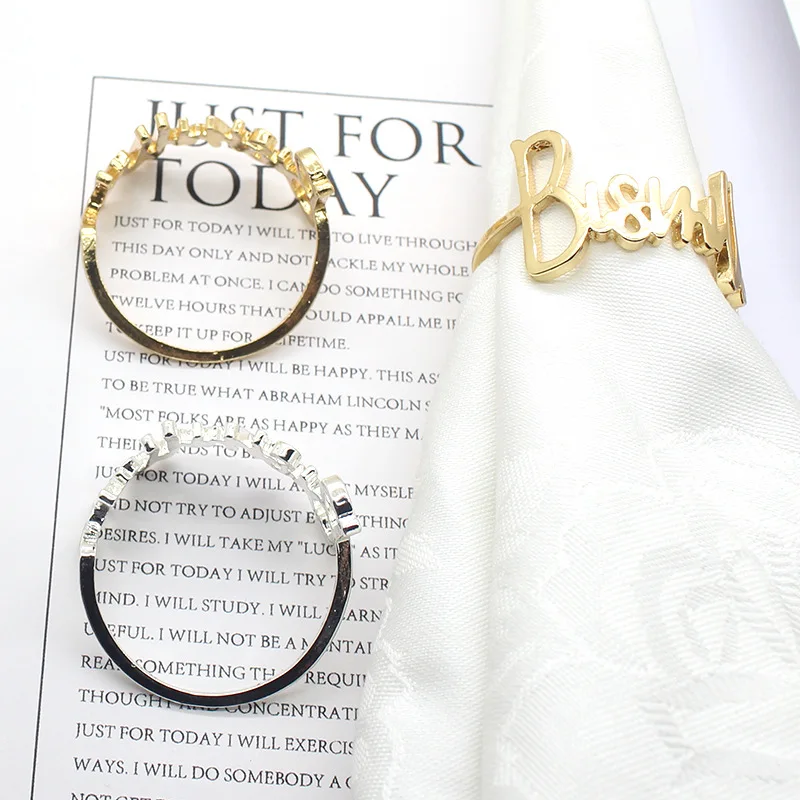 1/6PCS letter Bismillah napkin ring hotel western restaurant napkin buckle hotel wedding decoration jewelry spot