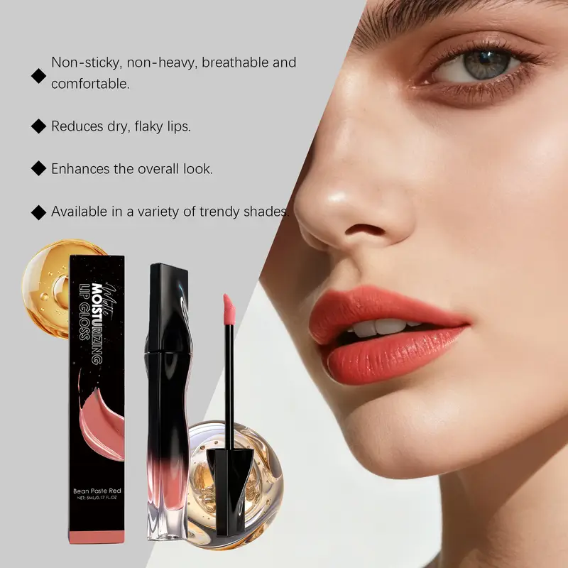Zephoco Lip Plumping Gloss Waterproof Matte Finish Lasting Color Lock Lightweight Non-sticky High Shine Moisturizing Lip Gloss - Image 3