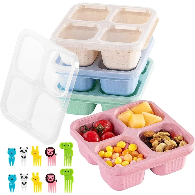 14pcs Bento Snack Boxes Reusable 4 Compartments Food Storage Containers for  School Work Picnic Travel Stackable Set of 4 - AliExpress
